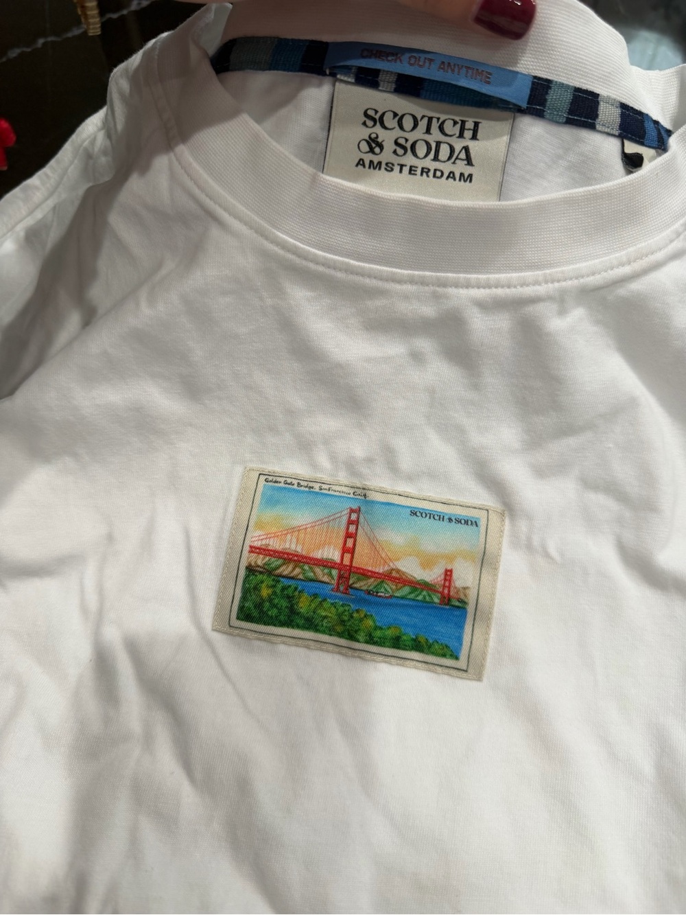 Scotch & Soda White Short Sleeve Tee with Colorful Bridge Patch